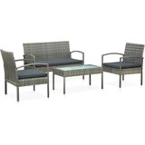 Maison Chic Seti vrtnega pohištva - Vrtna garnitura - Vrtni pohištvo set z blazinami 4-delna poli ratan siva, (21797635) | Shoptok.si