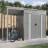 vidaXL Vrtna kućica s dužim krovom svjetlosiva 277x110 5x181 cm čelik | shoptok.hr
