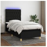  Box spring s madracem LED crni 90x190 cm od tkanine | shoptok.hr