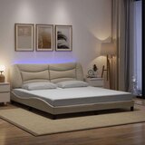  Posteljni okvir z LED lučkami krem 180x200 cm blago, (21095082) | Shoptok.si