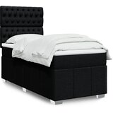 vidaXL Box spring postelja z vzmetnico črna 90x200 cm blago | Shoptok.si