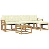 vidaXL Zunanja garnitura za sedenje z blazino 6 pcs Bela in krem, (5000280423) | Shoptok.si