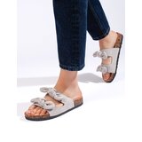 Shelvt Suede gray women's flip-flops on cork | Shoptok.si
