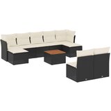  10-dijelni set vrtnih sofa s jastucima crni od poliratana | shoptok.hr