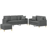  3-dijelni set sofa s jastucima tamnosivi od tkanine | shoptok.hr