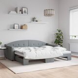 vidaXL Izvlečna dnevna postelja svetlo siva 90x200 cm blago Cene