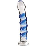 Icicles No. 5 - spiralni stekleni dildo (prosojno-moder) | Shoptok.si