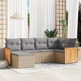  The Living Store Vrtna sedežna garnitura 6-delna z blazinami bež poli ratan - Vrtna Sedežna Garniture, (21481852) | Shoptok.si
