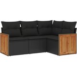  4-dijelni set vrtnih sofa od poliratana s jastucima crni | shoptok.hr