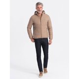 Ombre Men's satin-finish bomber jacket with contrasting ribbed cuffs - black Cene