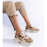 Gemre Valdeza brown sneakers adorned with rhinestone laces Cene