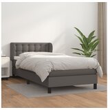  Box spring postelja z vzmetnico siva 80x200 cm umetno usnje | Shoptok.si