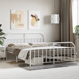 Maison Chic Kovinski Posteljni okvir - Dvoposteljna postelja - Zakonska postelja z vzglavjem in vznožjem bel 183x213 cm, (21695665) | Shoptok.si