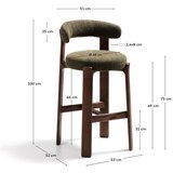 Kave Home Zelen/v temni naravni barvi barski stol iz masivnega jesena (višina sedeža 75 cm) Granite – | Shoptok.si