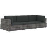 Maison Chic Seti vrtnega pohištva - Vrtna garnitura - Vrtni pohištvo set z blazinami 3-delna poli ratan siva, (21797727) | Shoptok.si
