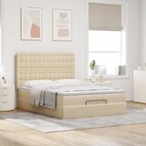 vidaXL otomanski okvir kreveta s madraca krem 140x200cm od tkanine | shoptok.hr