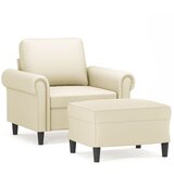 vidaXL Fotelj s stolčkom za noge krem 60 cm umetno usnje, (20909953) | Shoptok.si