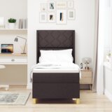Box Spring Krevet s Madracem &amp LED Tamnosmeđi 80x200 cm Tkanina | shoptok.hr