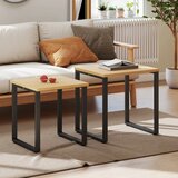  Set od 2 stolića za kavu stol za dnevni boravak s metalnim okvirom prirodna završna obrada | shoptok.hr