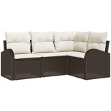vidaXL 4-delni vrtni kavč set z blazinami Rjava Poli Ratan, (22094175) | Shoptok.si