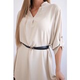 Kesi Włoski Dress with longer back and belt beige | shoptok.hr