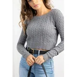 Veena crop pulover siv