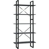 Ormarić za knjige s 5 razina sivi 80 x 30 x 175 cm od borovine | shoptok.hr