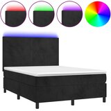 Krevet box spring s madracem LED crni 140x200 cm baršun | Eponuda.ba