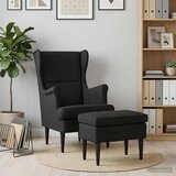  Fotelja s footstoolom 2 kom. Crna Baršun | shoptok.hr