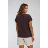 Marisse Brown Cotton T-Shirt With Decorative Pocket | Shoptok.si