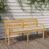 The Living Store Klop Batavia z bež blazino 150 cm trdna tikovina - Klop, (21483851) | Shoptok.si