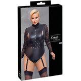 Cottelli Bondage Plus Size - čipkasto telo z rokavi (črno) - 3XL | Shoptok.si