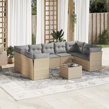 vidaXL 10-dijelni set vrtnih sofa s jastucima bež od poliratana Cijene