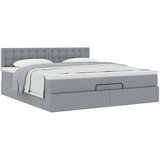 vidaXL Otomanski posteljni okvir z vzmetnico svetlo siv 200x200 cm | Shoptok.si