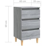  Noćni ormarić s drvenim nogama boja sivog hrasta 40x35x69 cm | shoptok.hr