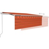 vidaXL Avtomatska tenda s senčilom LED + senzor 4x3 m oranžna in rjava | Shoptok.si