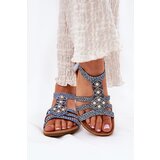 ARTIKER Women's Flat Sandals With Woven Straps Blue | Shoptok.si
