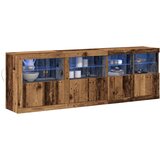  Stranski kabinet z LED lučmi Stari les 202x37x67 cm predelan les | Shoptok.si
