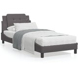 vidaXL Posteljni okvir z LED lučkami siv 90x190 cm umetno usnje | Shoptok.si