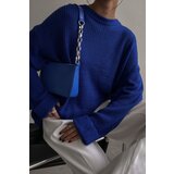 Madmext Saxe Blue Crew Neck Basic Sweater | Shoptok.si