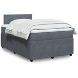 vidaXL Box spring postelja z vzmetnico temno siva 120x200 cm žamet | Shoptok.si