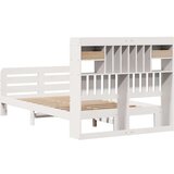 vidaXL Posteljni okvir brez vzmetnice bela 135x190 cm trdna borovina | Shoptok.si