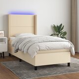 The Living Store Box spring postelja z vzmetnico LED krem 90x200 cm blago - Box Spring Postelja, (21520880) Cene