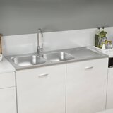  Kuhinjski sudoper s dva korita srebrni 1200x600x155 mm čelični | shoptok.hr