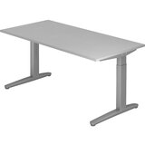 eurokraft pro anny - pisalna miza s podnožjem v obliki črke c, nastavitev višine na 650 - 850 mm, širina 1600 mm, svetlo siva | Shoptok.si