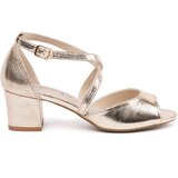 GOODIN Gold sandals on a low heel Cene