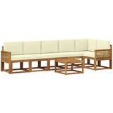 vidaXL Zunanja garnitura za sedenje 7 pcs Naravna in smetana Poliester, (5000280810) | Shoptok.si
