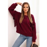 Kesi Włoski Women's butter-colored sweatshirt with decorative sleeves plum Cijene