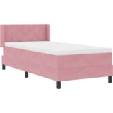 vidaXL Postelja s pomičnim dnom in vzmetnico Roza 90x190 cm Žamet | Shoptok.si