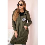 Kesi Women's longer sweatshirt with hood and zipper khaki | shoptok.hr